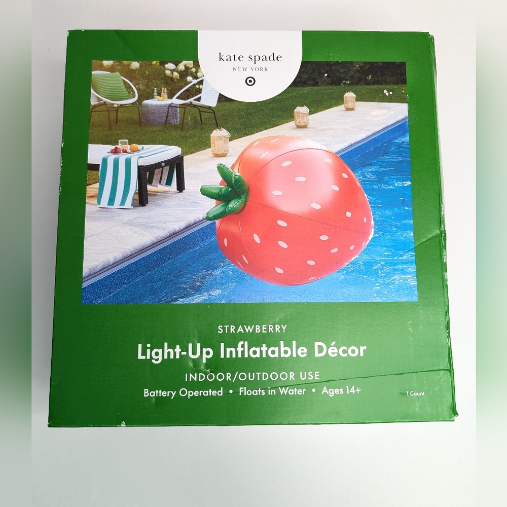 Kate Spade New York Target Strawberry Light Up Inflatable Pool Float Decor NEW